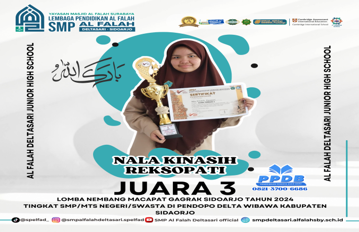 Membanggakan! Pertama Kali Ikut Lomba Nembang Macapat, Nala Kinasih Raih Juara Tiga untuk SMP Al Fal