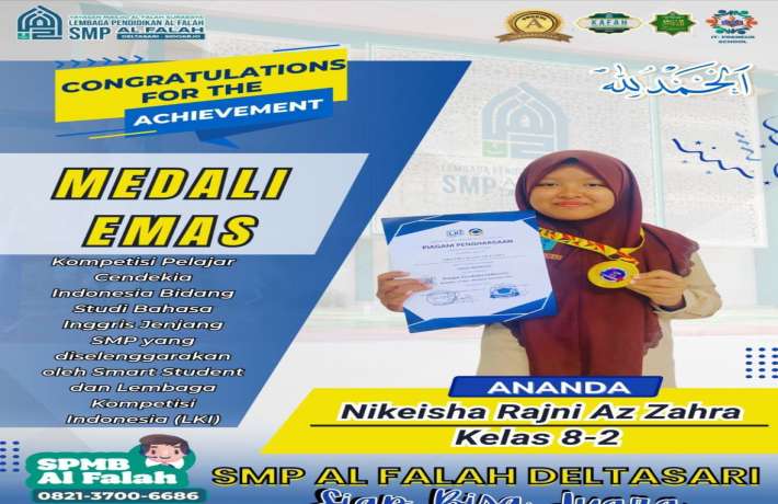 Nikeisha Rajni Az Zahra Sebagai Peraih Medali Emas dalam Kompetisi Pelajar Cendekia Indonesia 2025 B