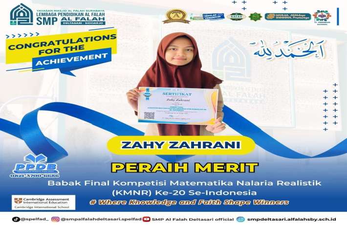 Zahy Zahrani Sang Peraih Medali MERIT dalam Babak Final Kompetisi Matematika Nalaria Realistik (KMNR